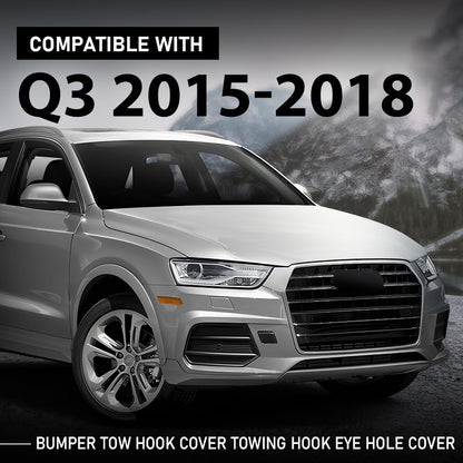 G-PLUS Front Bumper Tow Hook Cover, Compatible with Audi Q3/ Q3 Quattro 2015 2016 2017 2018, Towing Hook Eye Hole Cover, 8U0807241AGRU