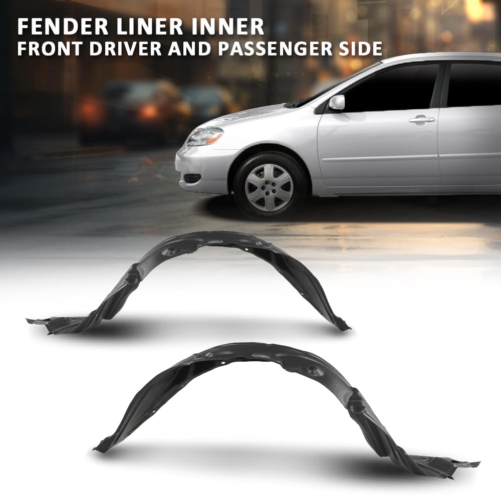 G-PLUS Inner Fender Liner Set Front Left and Right 2Pc Compatible with Toyota Corolla Sedan 2003-2008 TO1249119