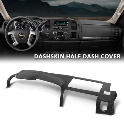 G-PLUS TPE Half Dash Board Cover w/Adhesive Compatible with Chevy Silverado LS LT WT/GMC Sierra SL SLE (NOT Fit LTZ/Denali/SLT) 2007-2013 Dual Glovebox Style Dashboard Black