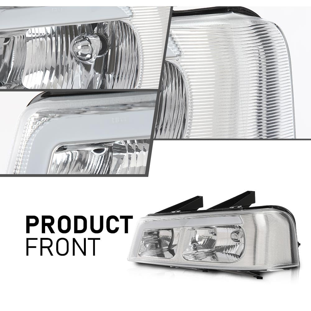 G-PLUS LED Headlights Headlamps Fit Chevy Express GMC Savana 1500 2003-2014, Fit Chevy Express GMC Savana 2500 3500 2003-2023 Bumper Headlamp Clear Lens Chrome Housing,faros delanteros Assembly