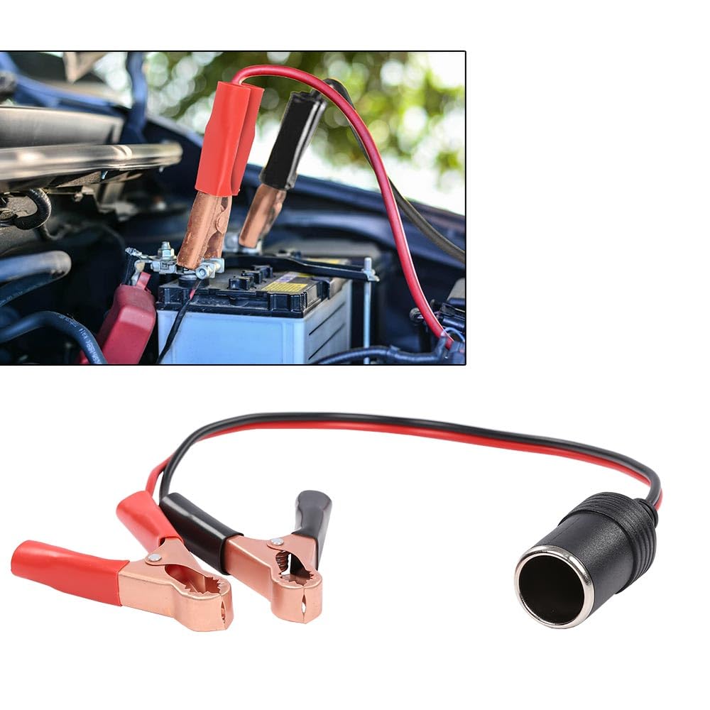G-PLUS 12V Battery To Cigarette Lighter Adapter Alligator Clamp Clip 12 Volt Car Socket