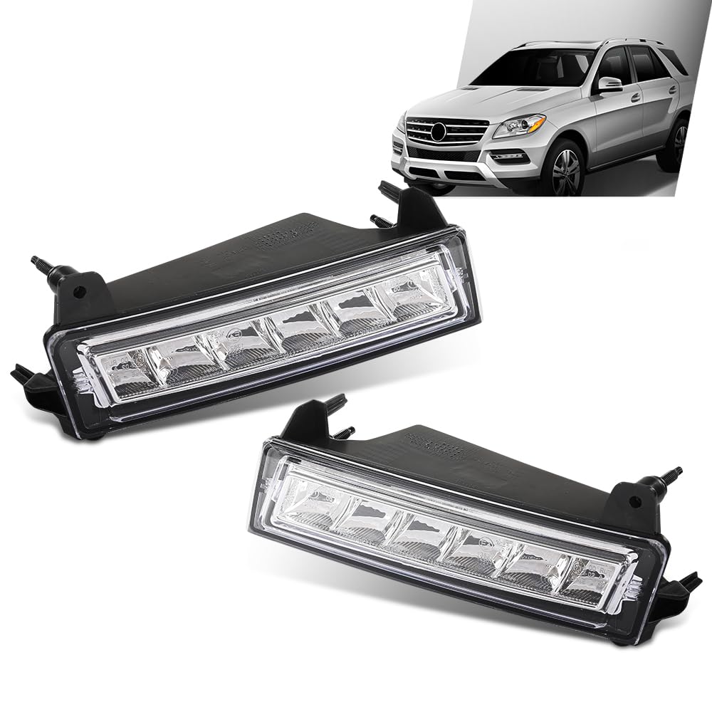 G-PLUS Pair LED Fog Lamp Daytime Running Lights, Compatible with Benz ML Class GL Class 2008-2013/ GLK Class 2009-2013, LH Driver & RH Passenger Side 2PCS, A1648200656, A1648200756