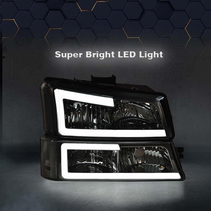 G-PLUS LED Headlights Compatible with Chevy Avalanche Silverado 1500 2500 HD 3500 2003-2006/Fit Chevy Silverado 1500 2500 3500 Classic 2007 Headlamp(Clear Lens Chrome Housing Clear Reflector)