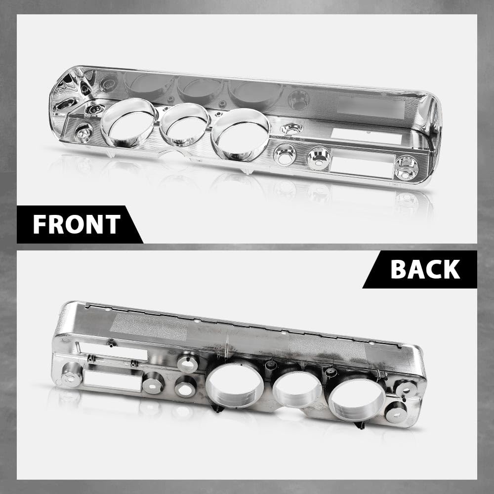 G-PLUS Dash Bezel Compatible with 1965 Chevy Chevelle El Camino with A/C Silver