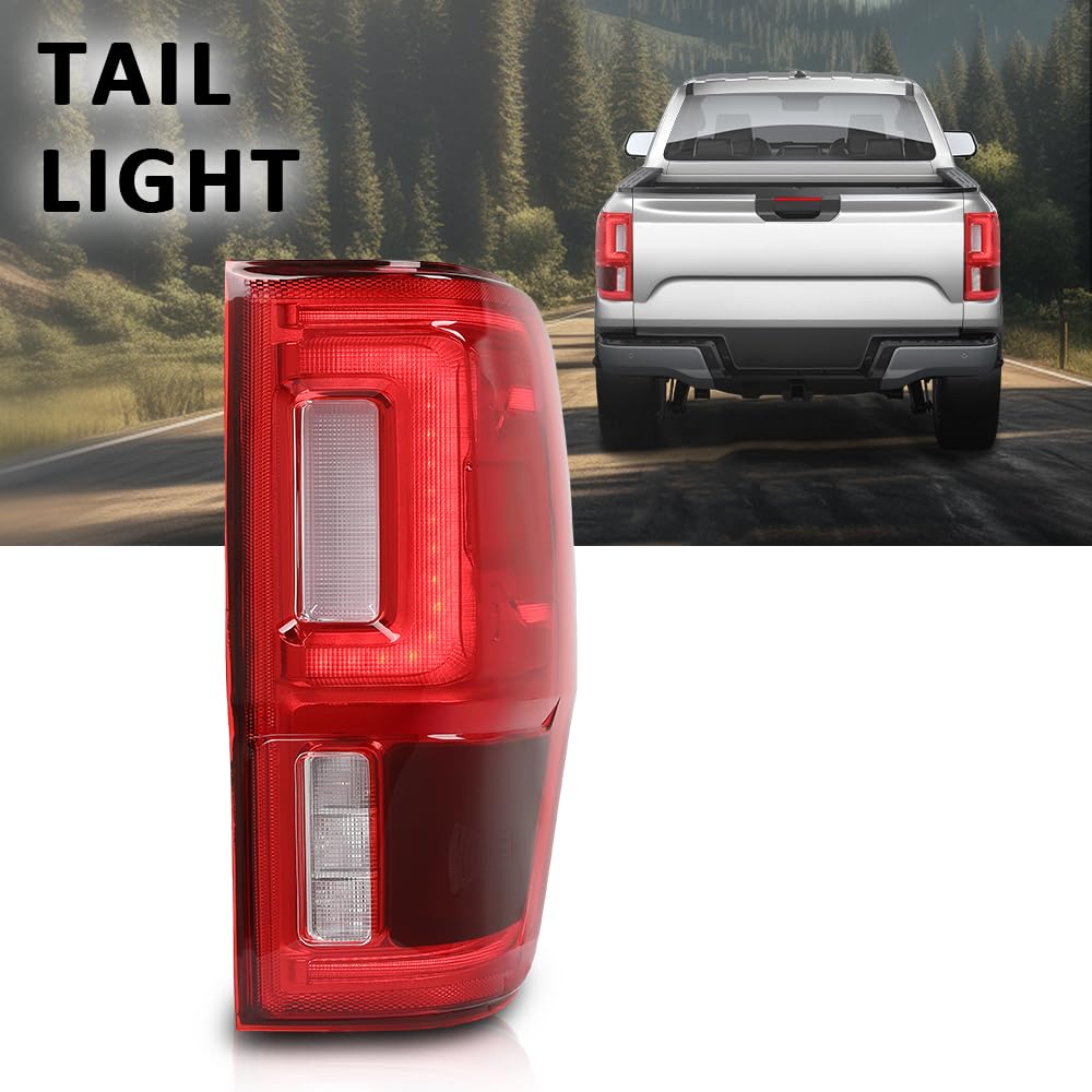 G-PLUS LED Tail Light Assembly Rear Brake Lamp w/Wiring Harness Right Side Compatible with Ford Ranger 2019-2023 with Blind Spots Models Red Lens KB3Z-13404-G Faros Traseros Luces Traseras