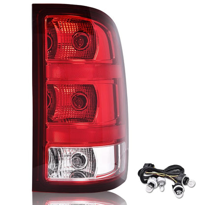 G-PLUS Tail Lights Lamps w/Bulbs & Wiring Harness Compatible with GMC Sierra 1500 2500 3500HD 2007-2013 Passenger Side Red Lens Taillights Taillamps Brakelights 25958485 GM2801208Assembly