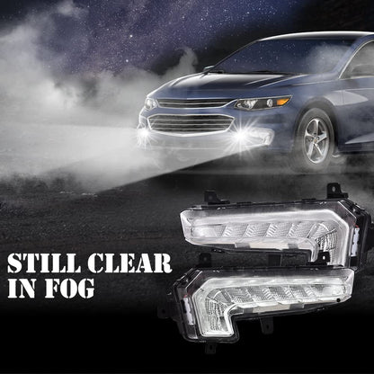 G-PLUS Front Bumper LED DRL Fog Lights Daytime Running Lamp Set Compatible with Chevy Malibu XL 2016-2018 Driver and Passenger Side Bumper Fog Lights