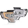 G-PLUS LED Left + Right Side Tube Headlights & Rear Tail Lights Compatible With 2009-2014 Ford F150 (Clear Lens Chrome Housing Headlights + Tail Lights)