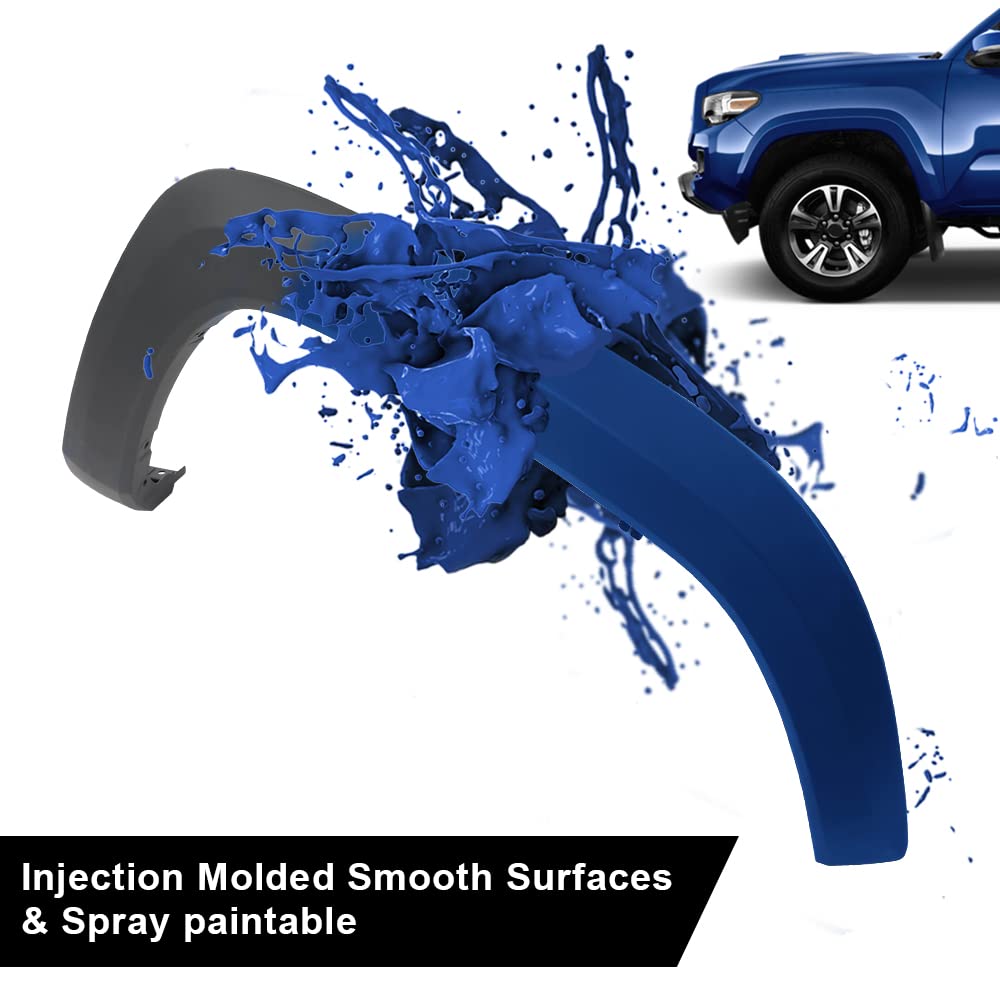 G-PLUS Front Fender Flares Compatible with Toyota Tacoma 2016 2017 2018 2019 2020 2021 Left & Right Side Moulding Trim Wheel Opening Molding, 7587104060 TO1291109C TO1290109C