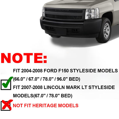 G-PLUS Fender Flares Compatible with 2004-2008 Ford F150 66.0"/67.0"/78.0"/96.0" Bed Length(Not Fit Heritage Models), Fit 2007-2008 Lincoln Mark LT 67.0"/78.0" Bed Length Factory Style Textured 4pcs