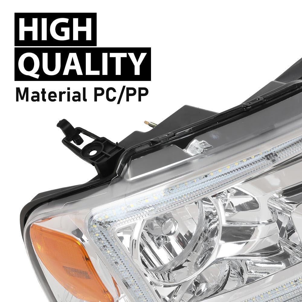G-PLUS Headlights Assembly, Compatible with 2005 2006 2007 Ford F250 F350 Super Duty Bumper Headlamps, Clear Lens Chrome Housing Amber Reflector