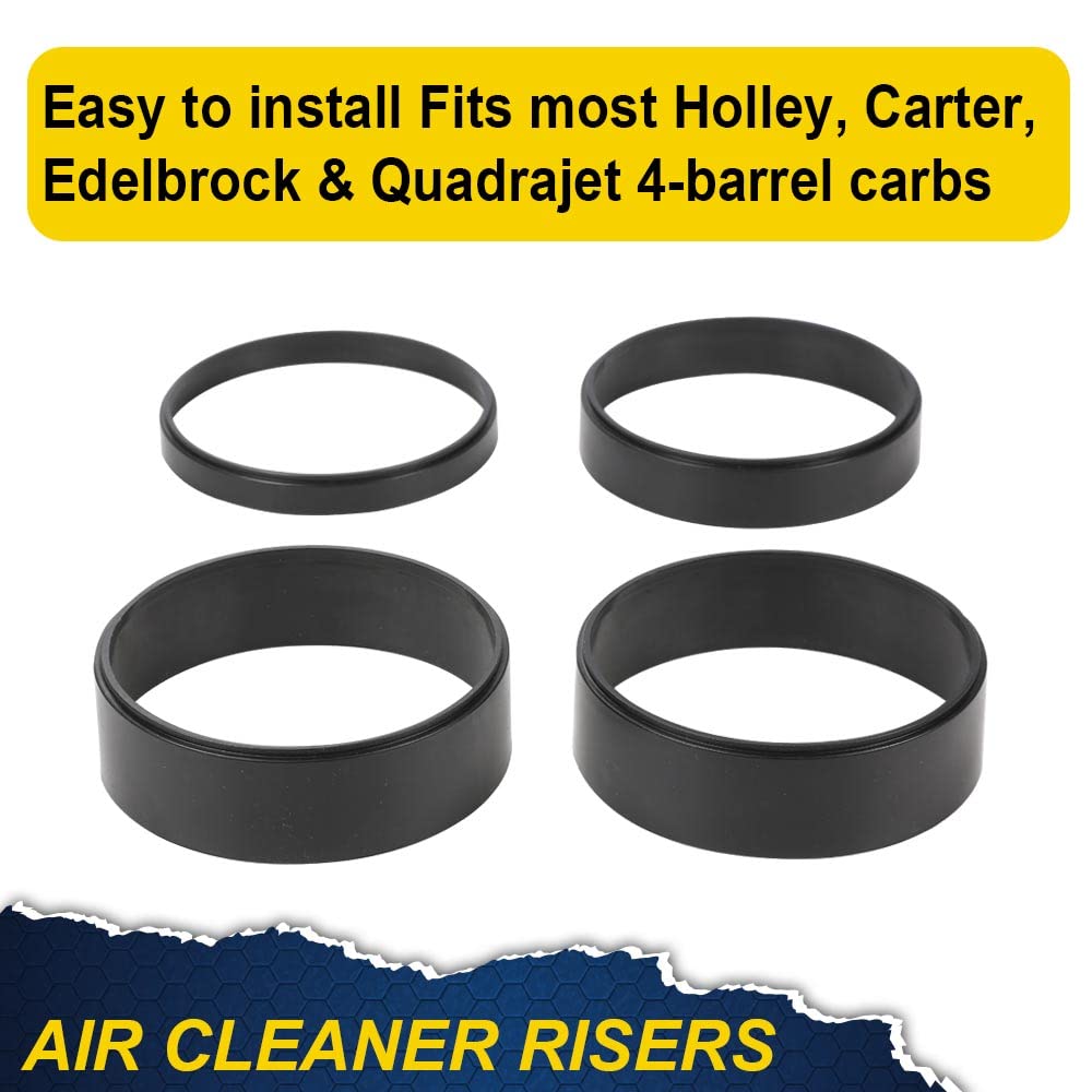G-PLUS Air Cleaner Spacer Compatible With Edelbrock Holley 1/2"-2" Plastic Kit Black 4PCS