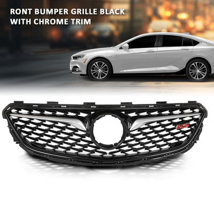 G-PLUS Front Bumper Grille With Chrome Trim Compatible with Buick Regal Sportback 2018-2020 Black