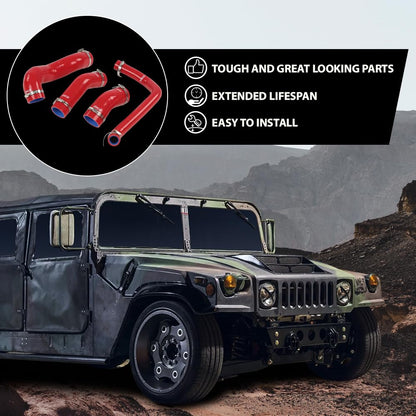 G-PLUS Red Radiator Hose Set Fit for HMMWV & Humvee 12339160 12339159 12339162 12340046