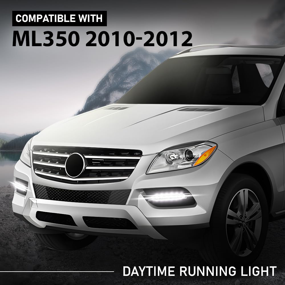 G-PLUS Front LED Left Fog Lamp Daytime Running Light, Compatible with Benz ML Class GL Class 2008-2013/ GLK Class 2009-2013, LH Driver Side, A1649060151, 1649060151