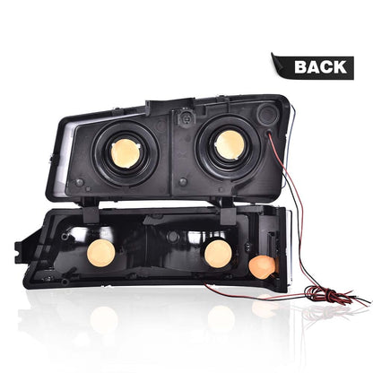 G-PLUS LED Headlights Assemblies, Compatible with 2003 2004 2005 2006 Chevy Avalanche Silverado 1500 2500 3500&HD Bumper Headlamps, Clear Lens Chrome Housing Clear Reflector,faros delanteros