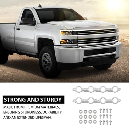 G-PLUS Exhaust Manifold Header Gasket Pair W/Bolts Fit All LS Series Engines (Except LS7),Fits All 1997-2013 Gen 3/4 LS Based V8 551696, 12617944
