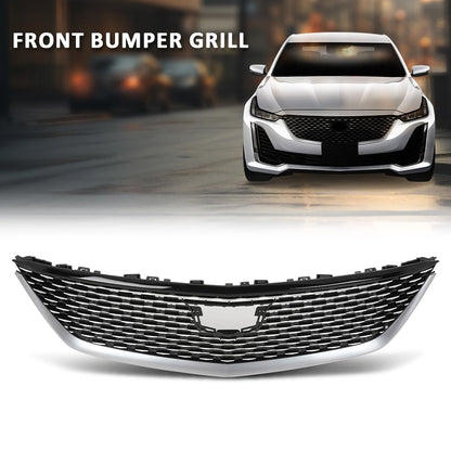 G-PLUS Front Bumper Grill Grille Compatible with Cadillac CT5 Luxury 2020-2023 84934970 Chrome Black