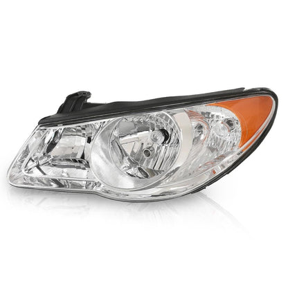 G-PLUS Headlights Assembly w/o Bulb Compatible with Elantra 2007-2010 Left Side Headlamp, Clear Lens Chrome Housing Amber Reflector, HY2502138, HY2503138, 921012H050, faros delanteros