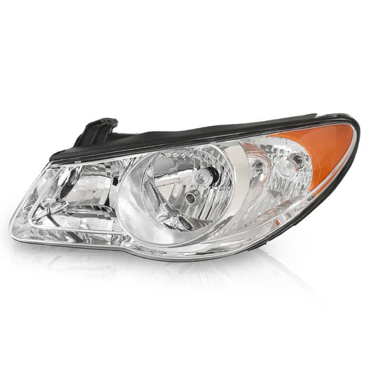 G-PLUS Headlights Assembly w/o Bulb Compatible with Elantra 2007-2010 Left Side Headlamp, Clear Lens Chrome Housing Amber Reflector, HY2502138, HY2503138, 921012H050, faros delanteros