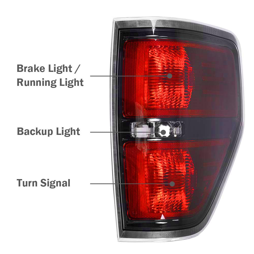 G-PLUS Pickup Rear Right Tail Light Fit 2009-2014 Ford F150 2/4 Door (Not Fit Flareside Models,Not Fit Ogriginal Model with LED Tail Lamp) Brake Lamps luces traseras, faros traserosAssembly