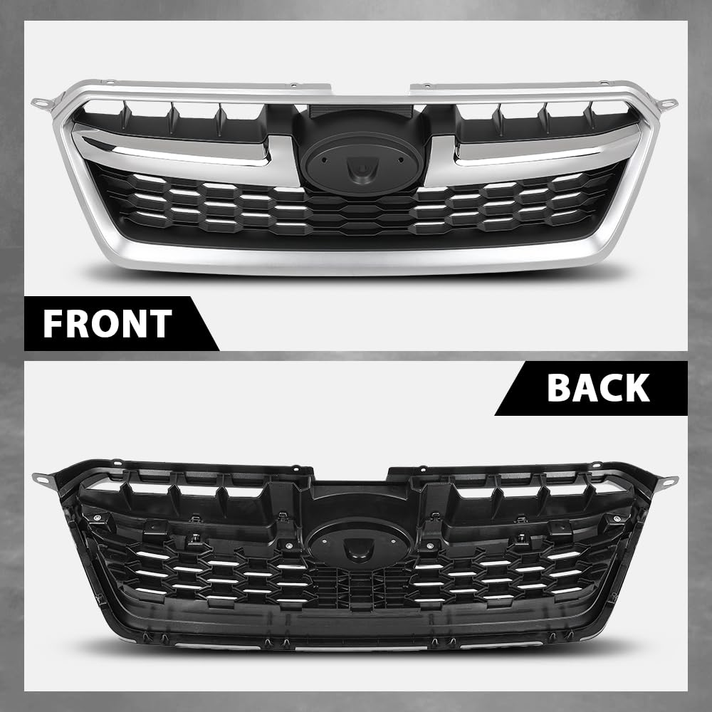 G-PLUS Front Bumper Upper Grille W/Chrome Grill Tirm Compatible with Subaru Impreza 2012-2014 91122FJ010