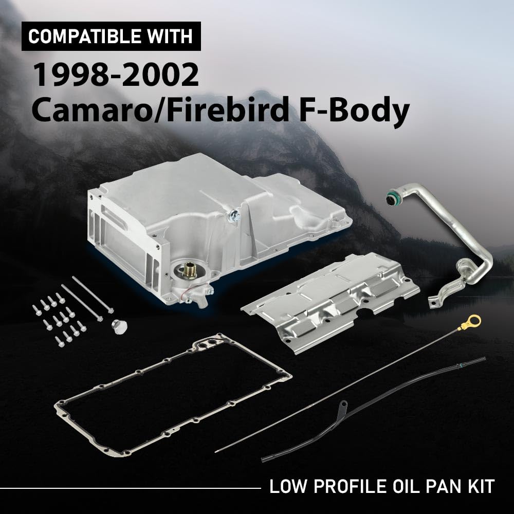 G-PLUS Engine Oil Pan Kit Compatible with Pontiac Firebird Chevy Camaro 1998-2002, Fit for F-Body Low Profile Oil Pan Kit,Fit all GM LS-Series Engines