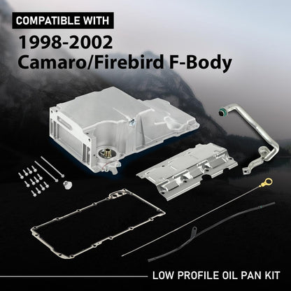 G-PLUS Engine Oil Pan Kit Compatible with Pontiac Firebird Chevy Camaro 1998-2002, Fit for F-Body Low Profile Oil Pan Kit,Fit all GM LS-Series Engines