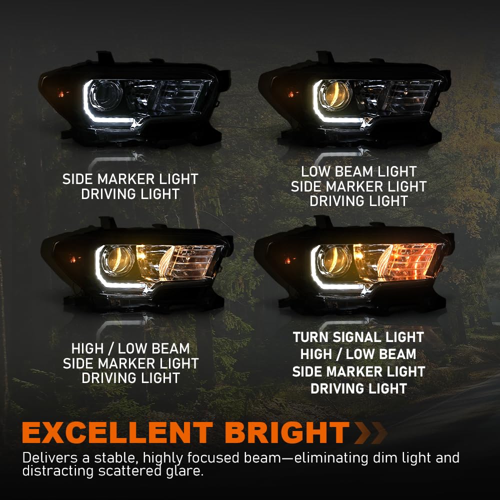 G-PLUS LED Headlight Assembly Right Side w/LED Daytime Running Compatible with Toyota Tacoma 2016-2023 81150-04270, TO2502244 OEM Fit Standard White