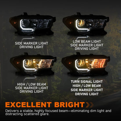 G-PLUS LED Headlight Assembly Right Side w/LED Daytime Running Compatible with Toyota Tacoma 2016-2023 81150-04270, TO2502244 OEM Fit Standard White
