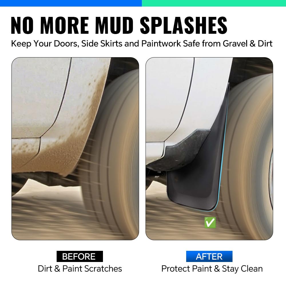 G-PLUS Mud Flaps Splash Guards Fit for Chevy Silverado/GMC Sierra 1500 1999-2007, Fit Sierra 2500 2001-2007/ Avalanche 1500/2500 2002-2006 Front&Rear 4PCS (Only fit Models with Factory Fender Flares)