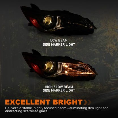 G-PLUS Headlight Assembly Front Headlamp Right Side Compatible with Toyota Camry 2015-2017 TO2503222, TO2502222, TO2503223, TO2502229, TO2503229,8111006860 Clear Lens Black Housing Amber Reflector