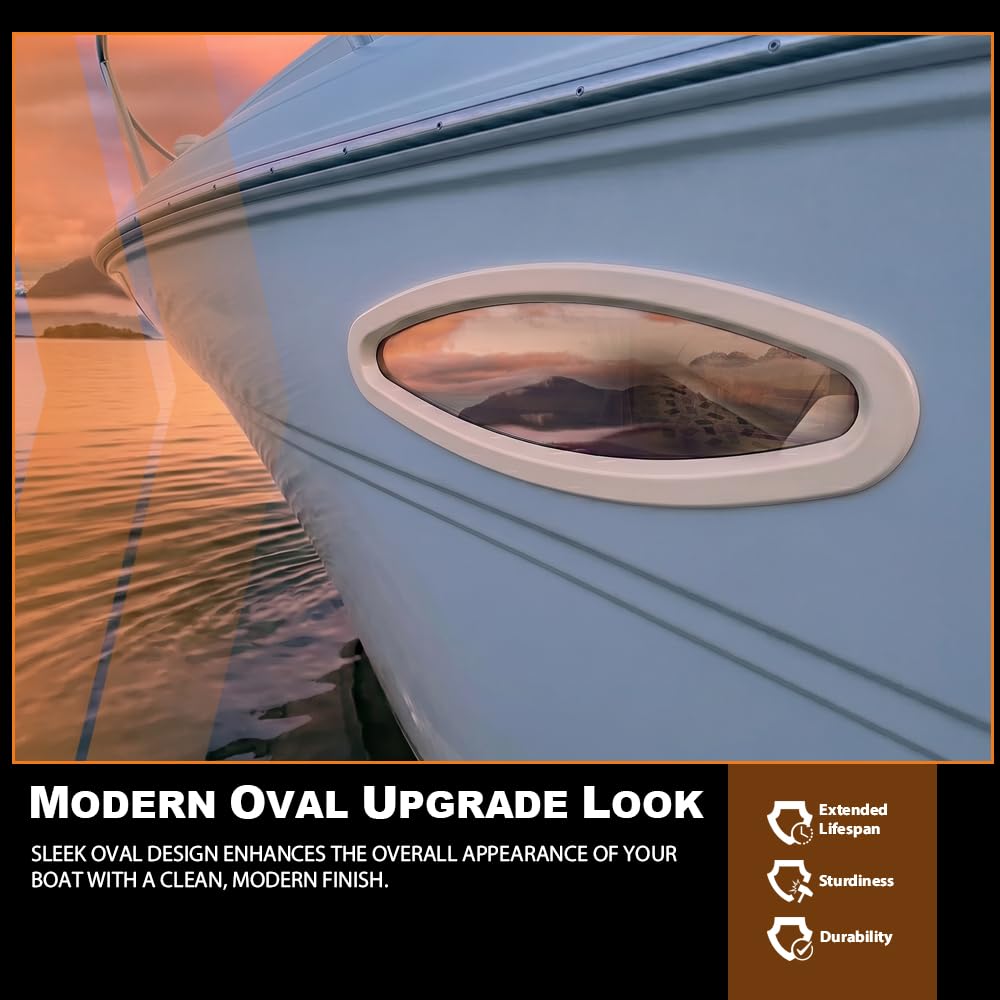 G-PLUS Porthole Window with Outer Ring Compatible with Sea Ray 225 Weekender 2004 2007 Fit Many Searay Sundancers, Weekenders, Express Cruisers and Others From The 1980'S Era on UP White