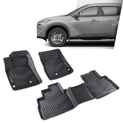 G-PLUS TPE Floor Mats Compatible with Nissan Rogue 2021-2024 2025(No Sport Models) 3PCS Car Mats 1st & 2nd Row All Weather Floor Liners Accessories Cargo Liner Black