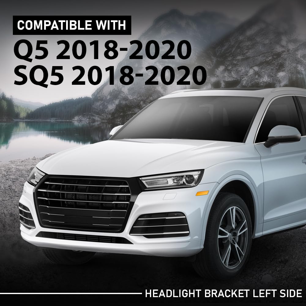 G-PLUS Front Left Headlight Bracket, Compatible with Audi Q5 SQ5 2018 2019 2020, Headlamp Support Driver Side, 80A805607, AU2508105
