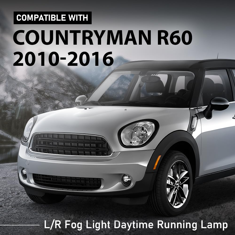 G-PLUS Front Fog Light Daytime Running Lamp Compatible with Mini Cooper Countryman R60 2010 2011 2012 2013 2014 2015 2016 63179802163 White