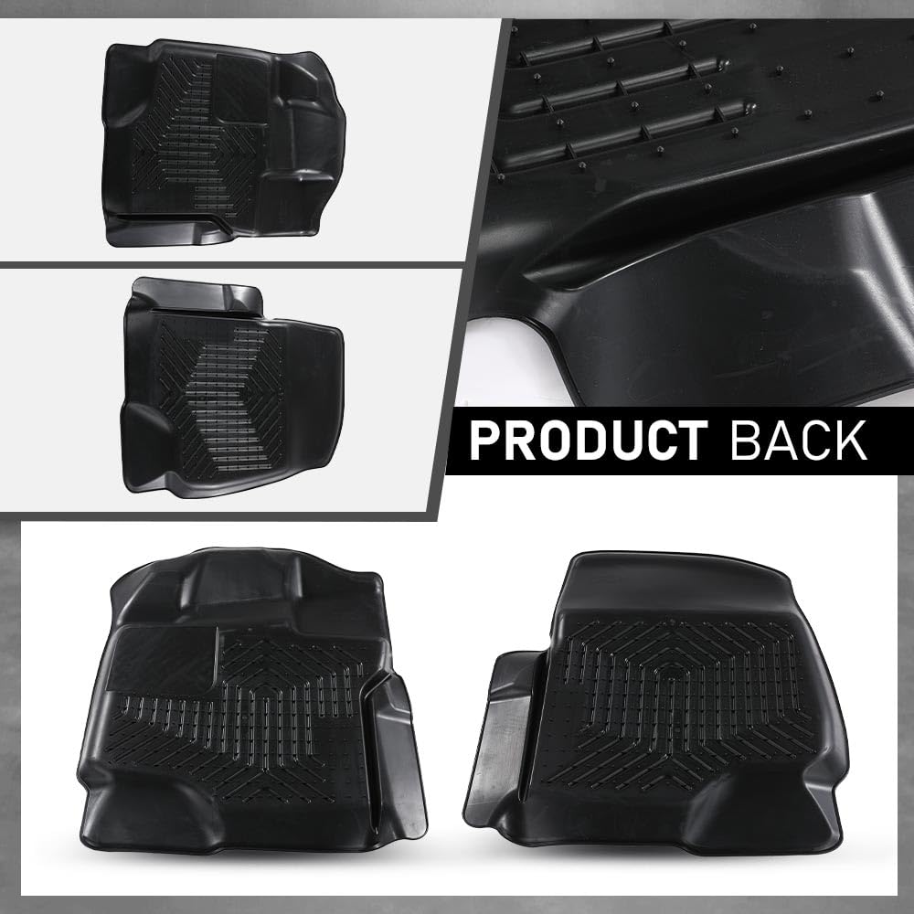 G-PLUS Cargo Liner Compatible with Ford F150 Super Crew 2015-2025(Fit 22-24 Lightning Models) All Weather Full Cover Protection Front Row TPE Floor Liners Accessories 2PCS