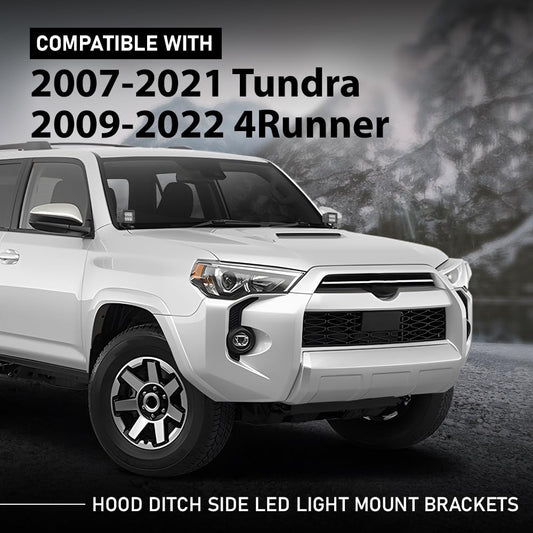 G-PLUS Hood Ditch Side LED Light Mount Brackets Pods Compatible with Toyota 4Runner 2009-2022,Fit Toyota Tundra 2007-2021