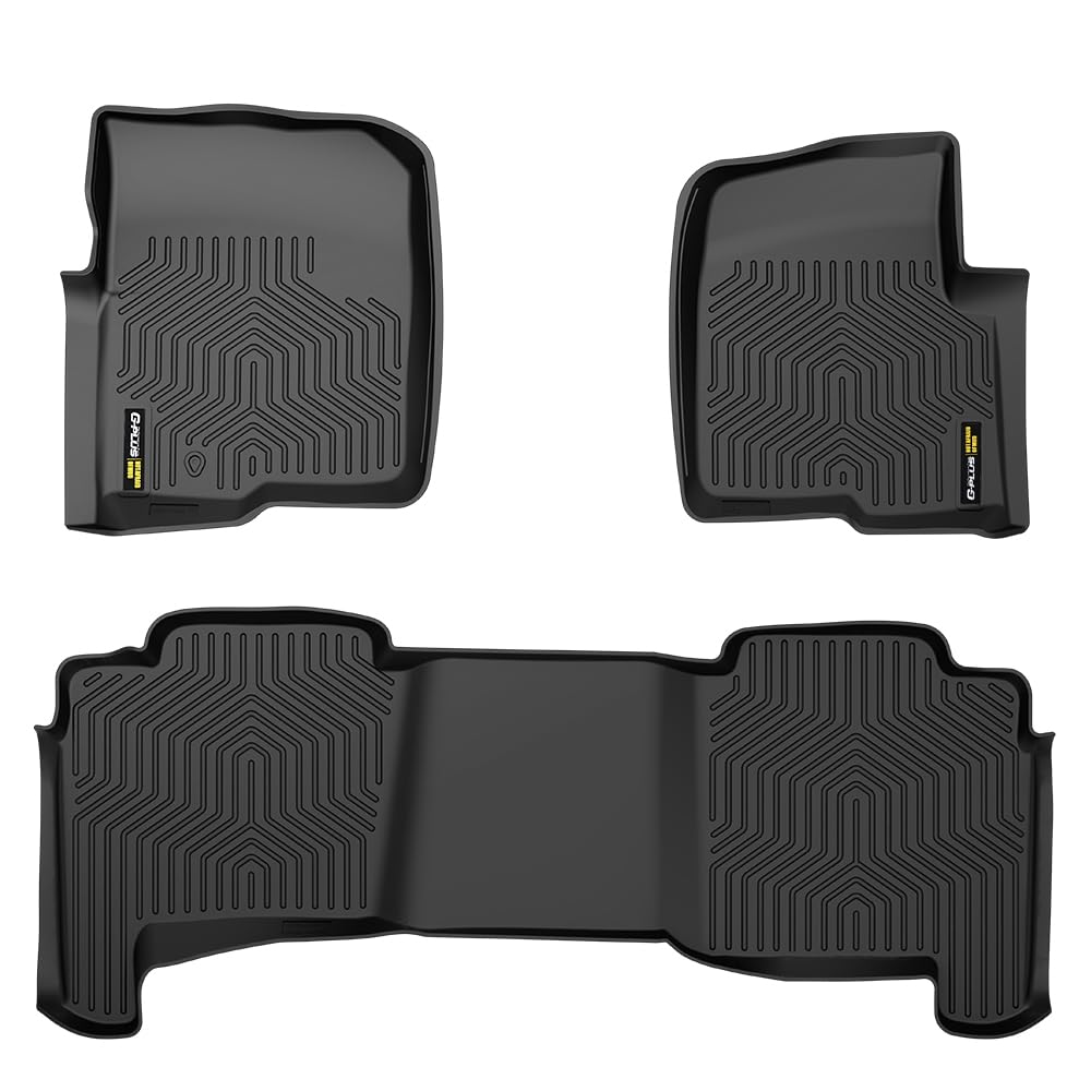 G-PLUS Floor Mats Cargo Liners,Compatible with Ford F150 Super Crew Cab 2004 2005 2006 2007 2008, 1st & 2nd Row, alfombras para carro,3PCS TPE Floor Liner All Weather Full Cover Protection
