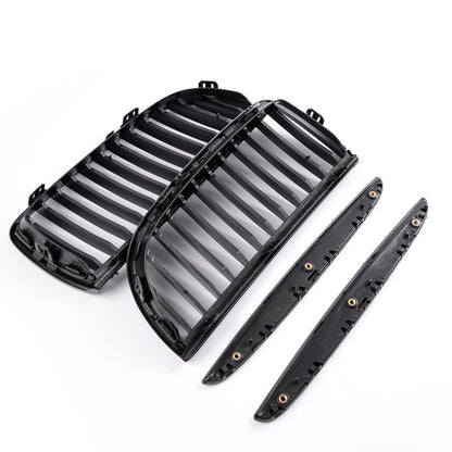 4PCS Set Front Bumper Kidney Sports Grille Hood Grills Replacement For BMW E90 E91 323i 328i 335i 330i 325i 3-Series Sedan Wagon 2005-2008 Gloss Black