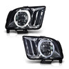G-PLUS LED DRL Headlights, Compatible with Ford Mustang 2005-2009/Not Fit Factory Xenon HID Model Bumper Headlamp, Smoky lens Chrome Housing Amber Reflector Left & Right