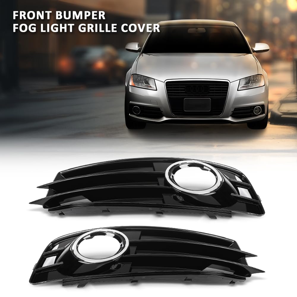 G-PLUS Front Bumper Fog Light Grille Cover Compatible with Audi A3 8P S-Line 2009-2012,Only Fit for S-Line Bumper 8P0807682, 8P0807681