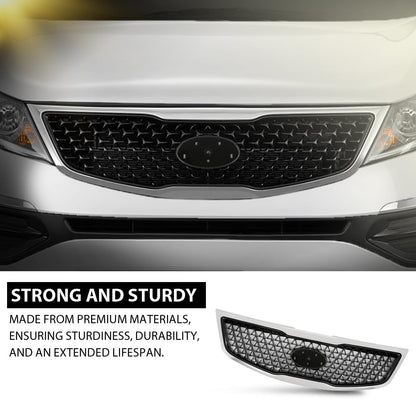 G-PLUS Front Upper Grille Chrome, Compatible with Kia Sportage 2014-2016, KI1200162, 863503W500