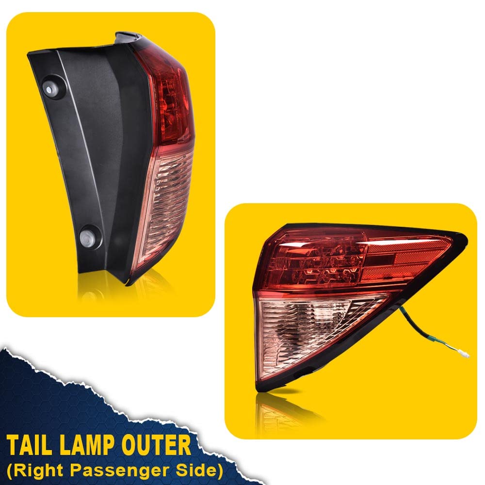 G-PLUS Tail Light Fit 2016 2017 2018 Honda HR-V EX/LX/EX-L Sport Utility 4-Door Sedan,(NOT Have the Side Light),Automotive Outer Brake Rear Lamp,Passenger Side (Right) Luces TraserasAssembly