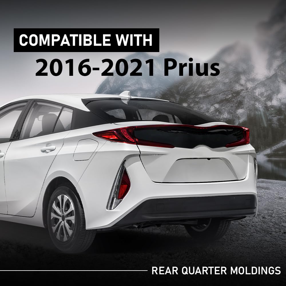G-PLUS Rear Quarter Moldings Left and Right Side Compatible with Toyota Prius 2016-2021 62505-47012 62506-47012 Glossy Black