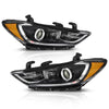 G-PLUS Headlights Compatible with Hyundai Elantra Sedan 2017 2018 Bumper Headlamps Clear Lens Black Housing Amber Reflector Left and Right,faros delanteros