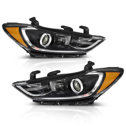 G-PLUS Headlights Compatible with Hyundai Elantra Sedan 2017 2018 Bumper Headlamps Clear Lens Black Housing Amber Reflector Left and Right,faros delanteros