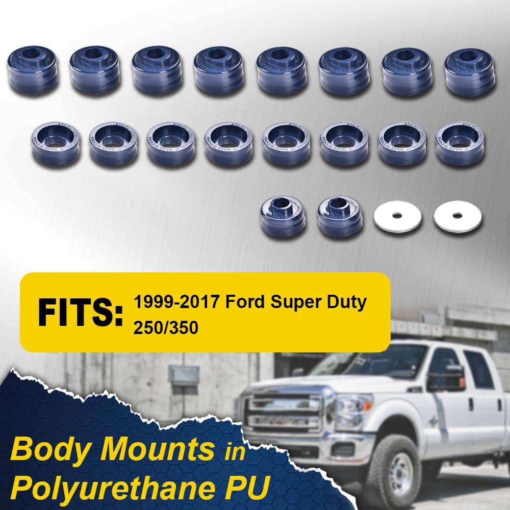 G-PLUS Body Mounts in Polyurethane PU Compatible With 1999-2017 F250 F350 Super Duty 2WD/4WD,Body Cab Mounts Bushings Kit (Blue)