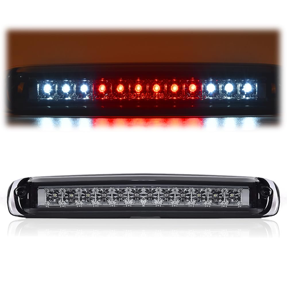 G-PLUS LED 3rd Brake Light Compatible with Chevy Silverado & GMC Sierra 1999-2006/Fit 2007 Silverado & Sierra Classic Brake Lamp Tail Light Assembly Smoky Lens Chrome Housing