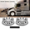 G-PLUS Front Wheel Covers Set Chrome Hub Cover 33mm Spiked Hub Axle Compatible with Semi-Truck 20",22.5" and 24.5" Wheels ABS Plastic Silver Pair